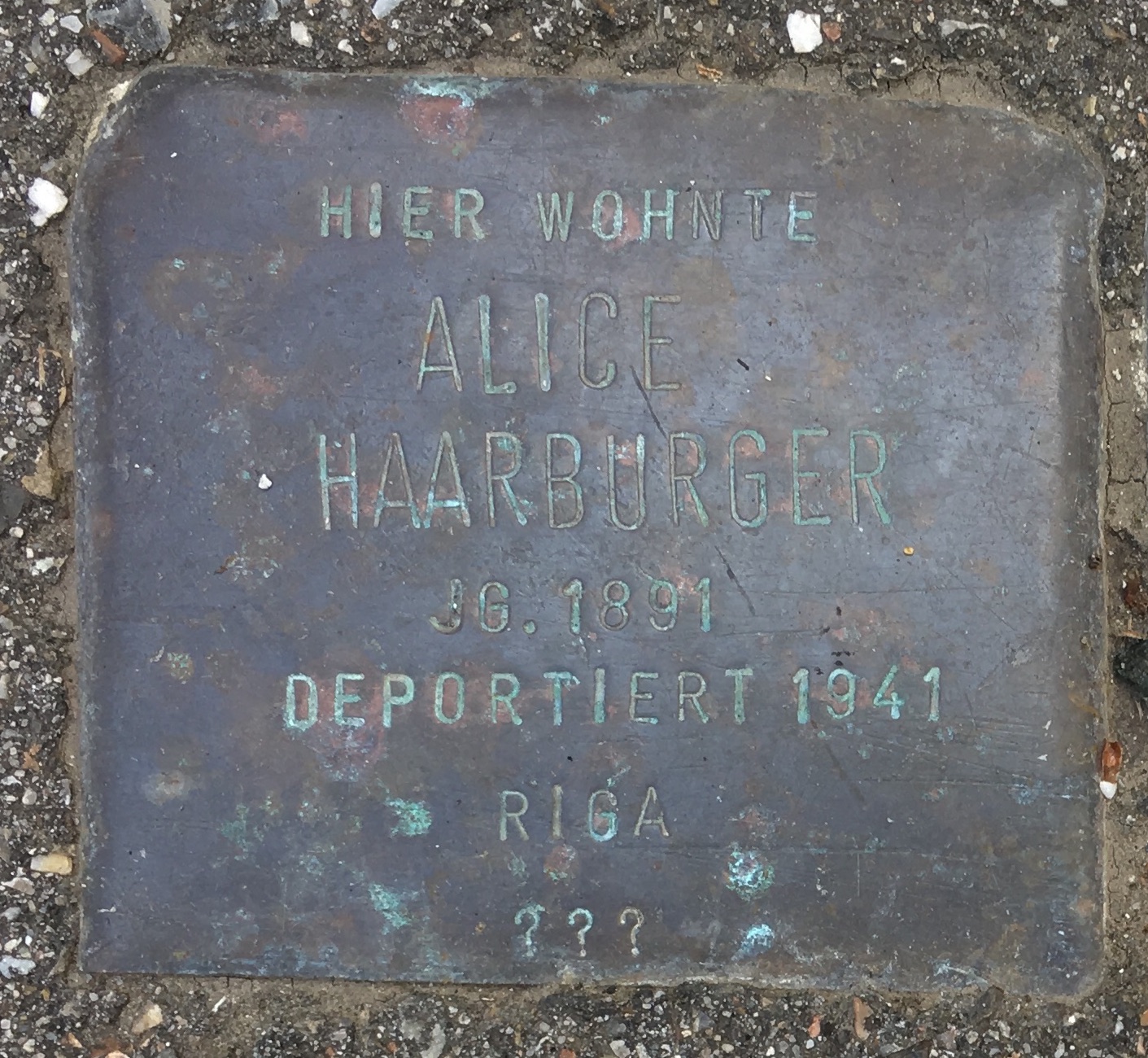 Stolperstein Dedicated to Alice Haarburger