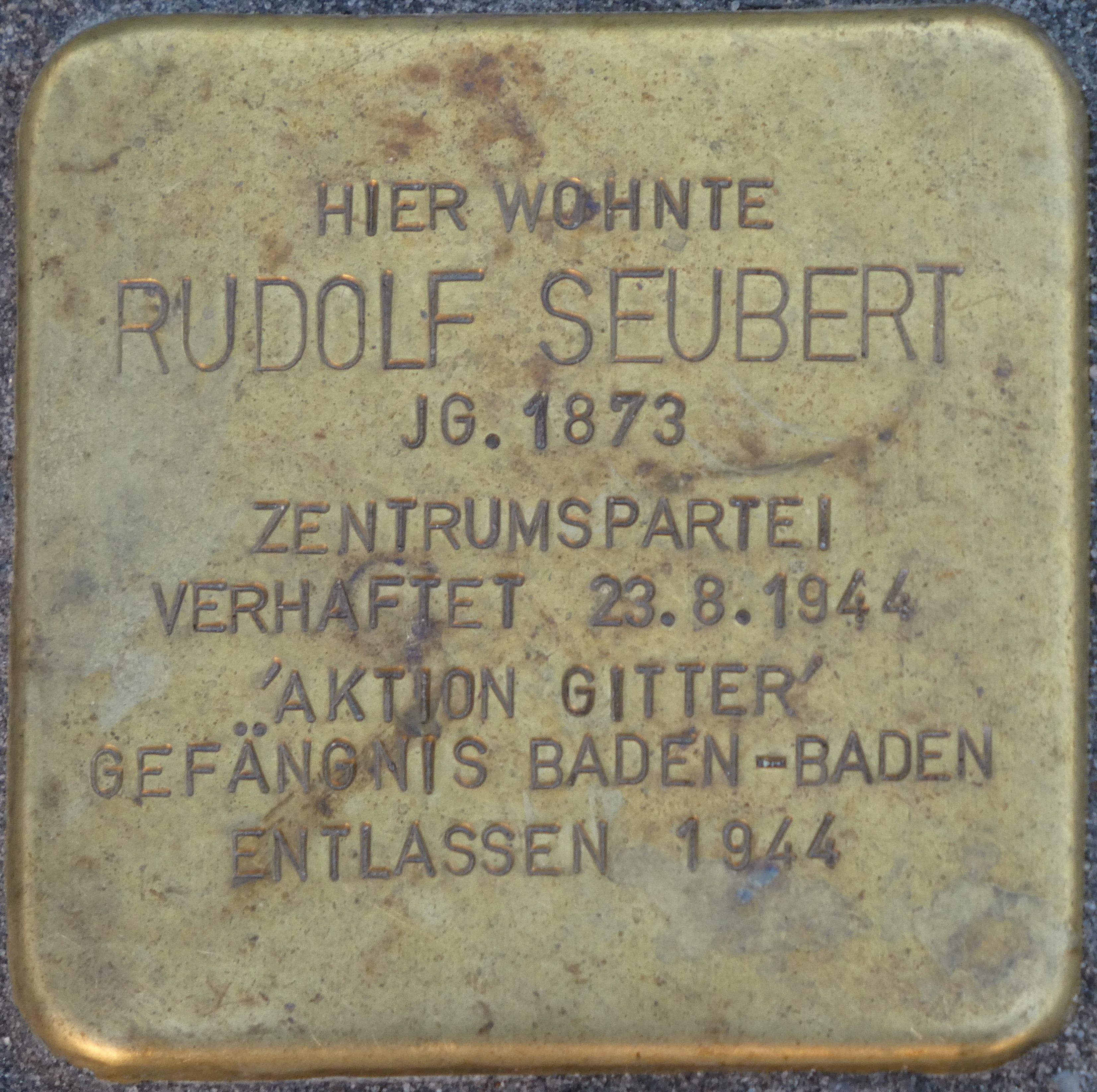 Stolperstein Für Rudolf Seubert