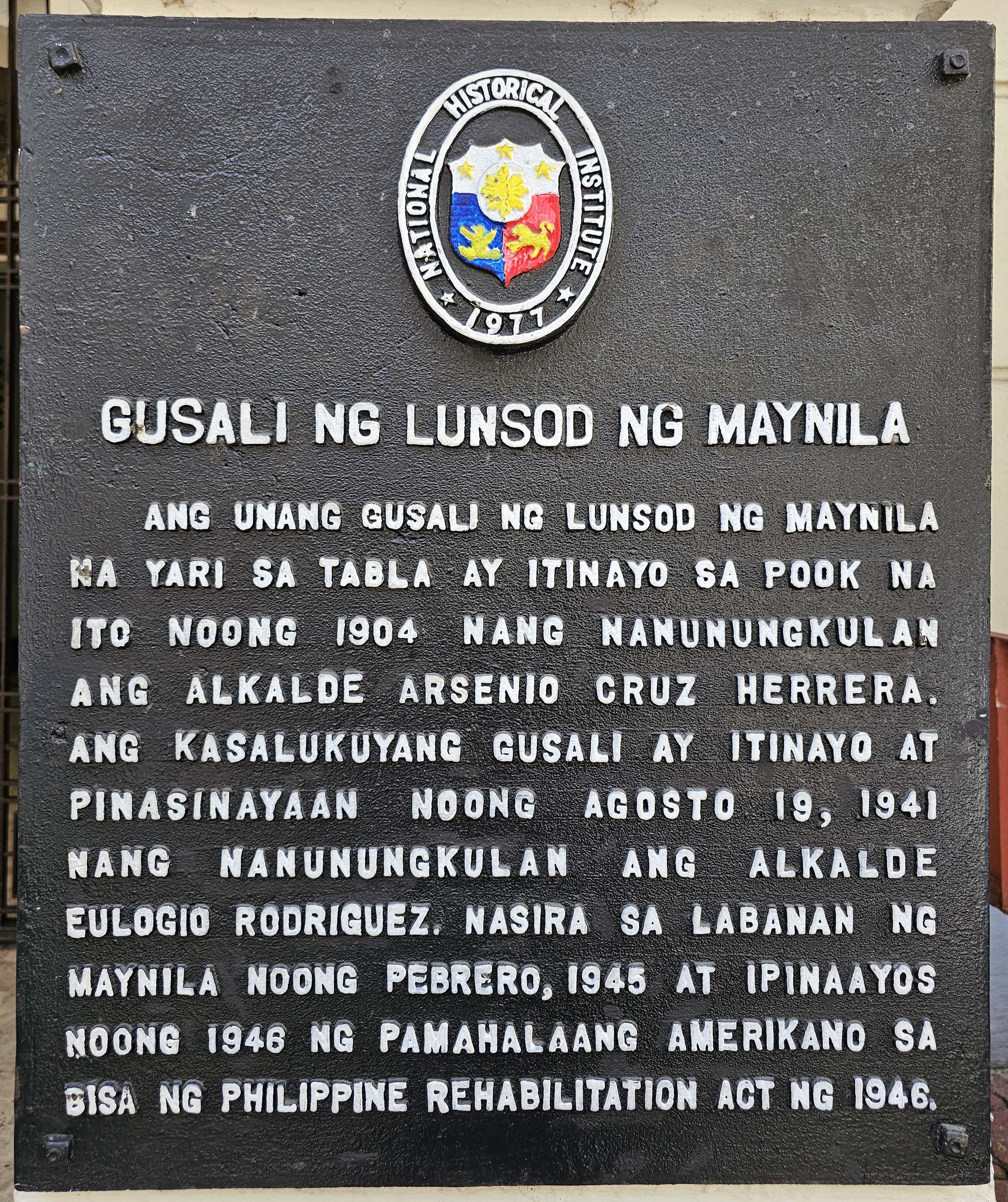 Historická Značka Budovy Města Manila