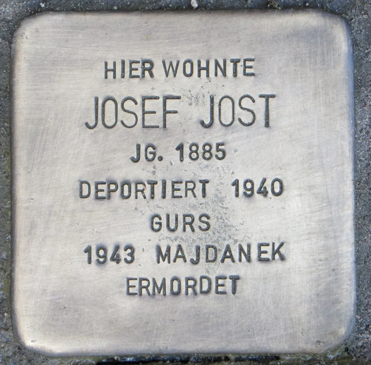 Stolperstein À La Mémoire De Josef Jost