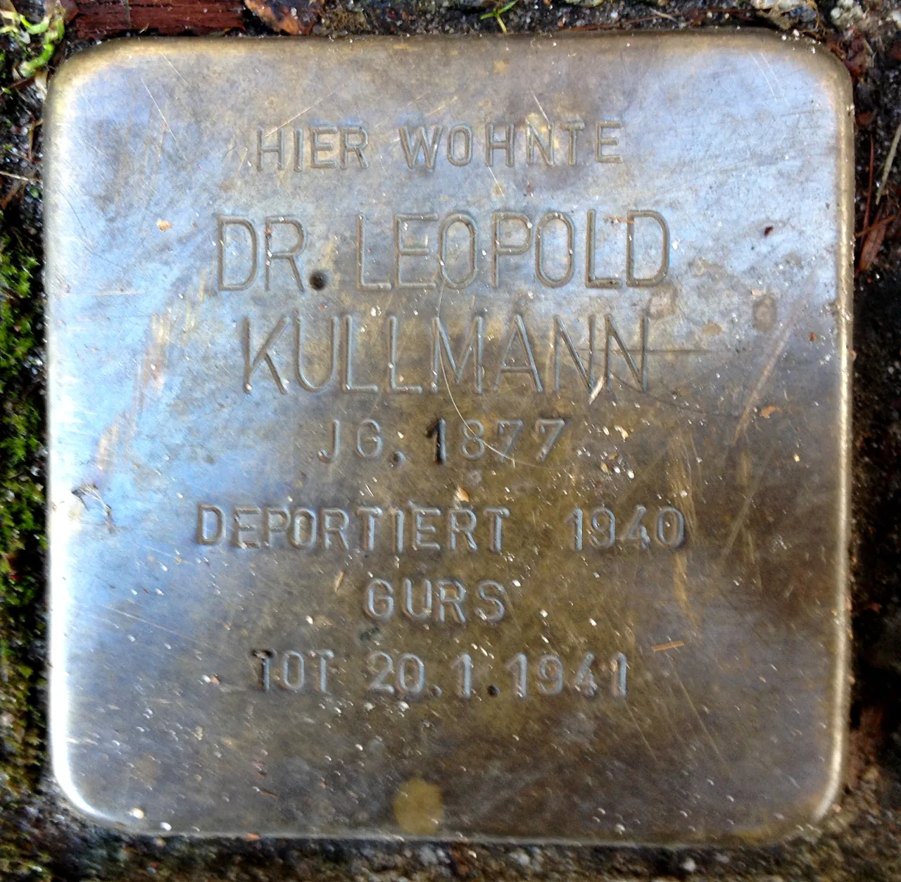 Stolperstein À La Mémoire De Leopold Kullmann (Wohnort)