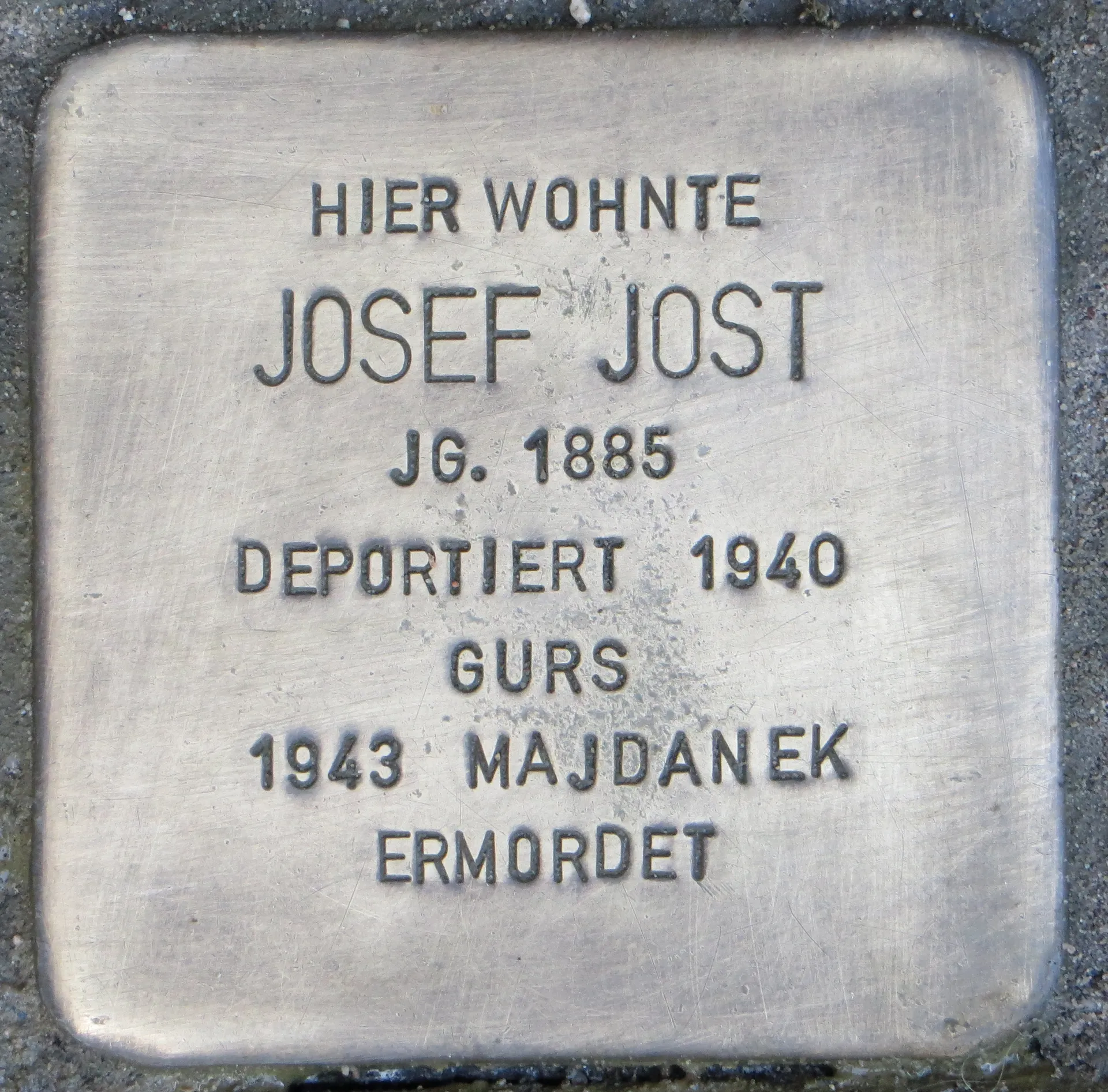 Stolperstein À La Mémoire De Josef Jost
