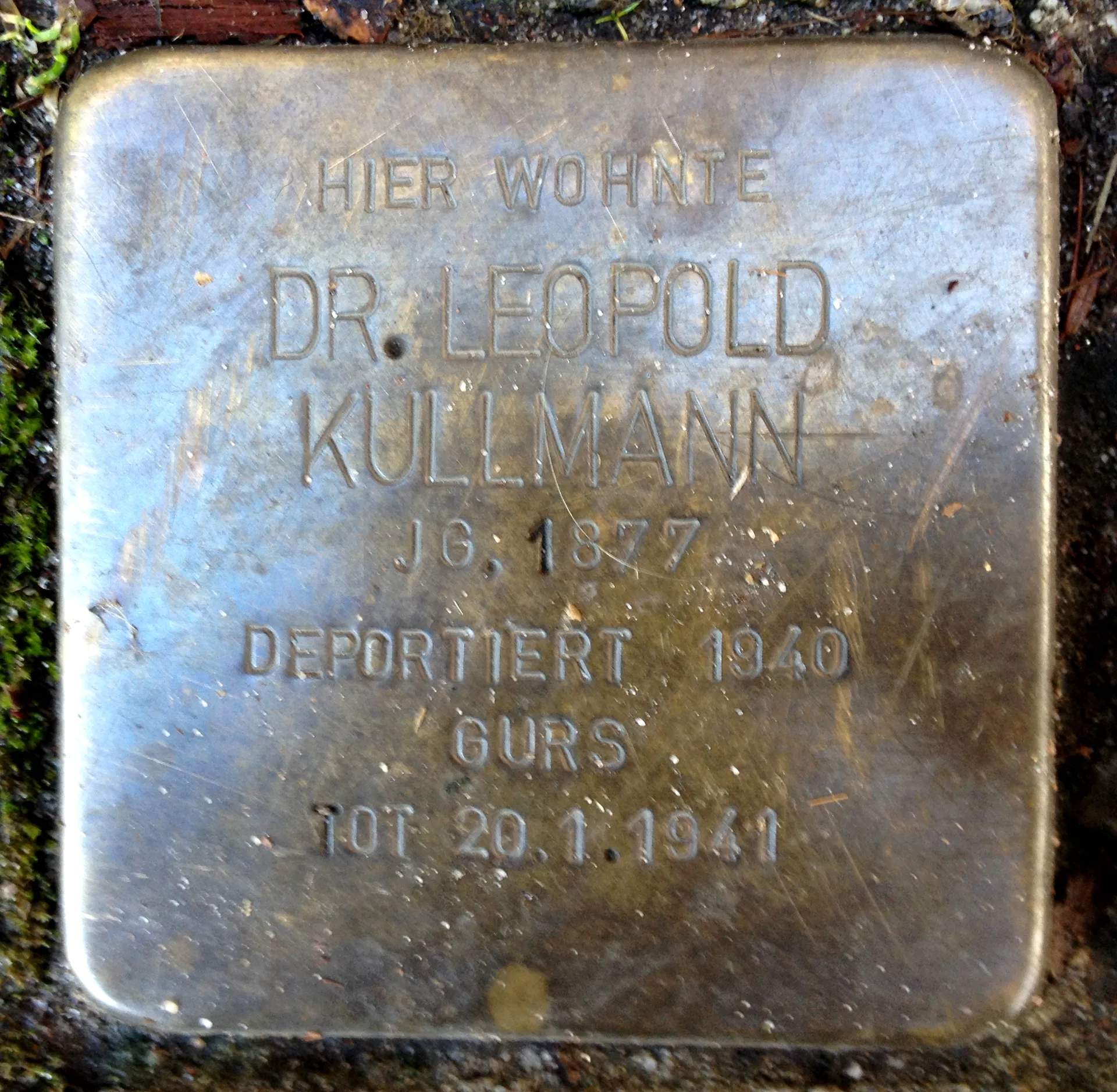 Stolperstein À La Mémoire De Leopold Kullmann (Wohnort)