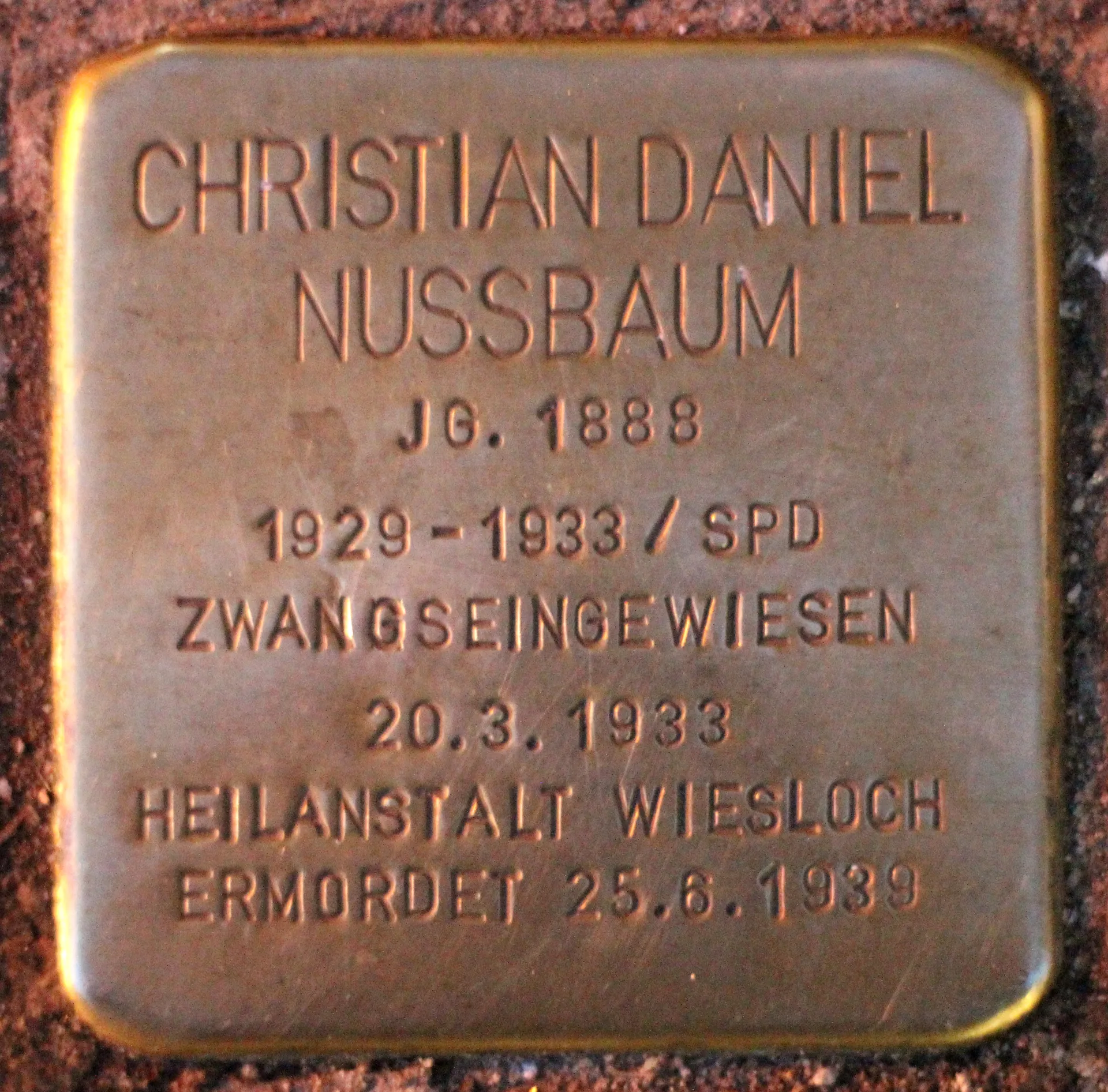 Stolperstein À La Mémoire De Christian Daniel Nussbaum